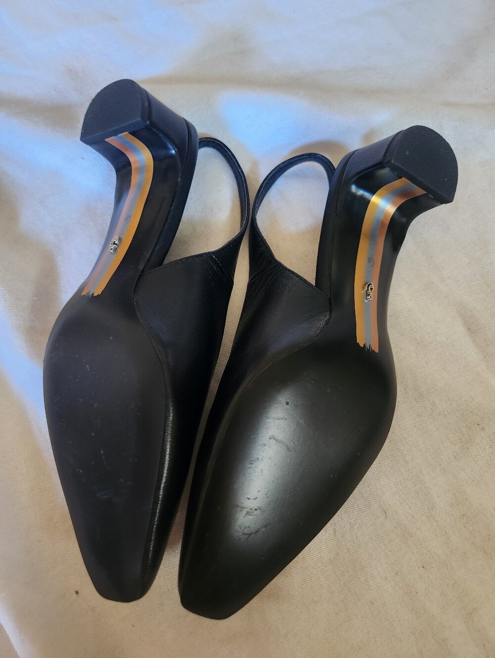Sam Edelman Ronnie Black Leather Slingback Pointed Toe Heels Size 6 - Picture 5 of 7